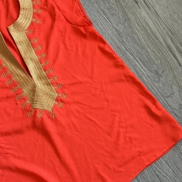 SHEIN Orange and Gold Boho Vneck Top Size M - Picture 4 of 10